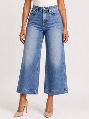 Hidden Nori High Rise Wide Leg Cropped Jeans Light Wash Capsule Minimalist 31